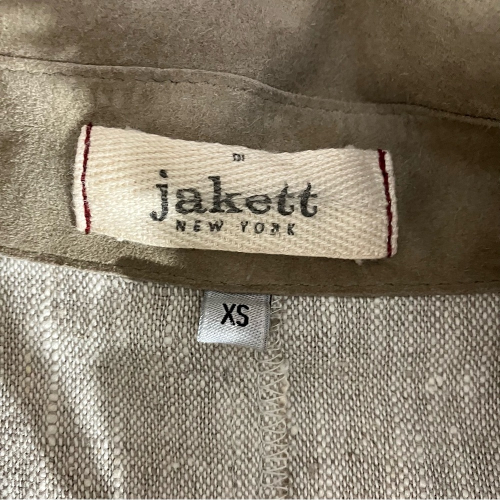 Jakett New York Linen & Leather Beige Bohemian Jacket size XS - Picture 11 of 12